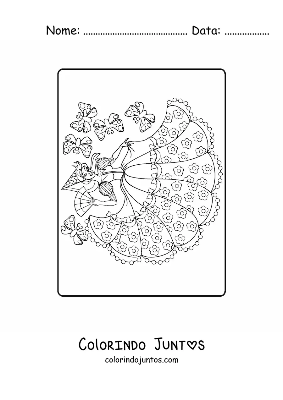 Desenho para colorir de princesa magica horizontal