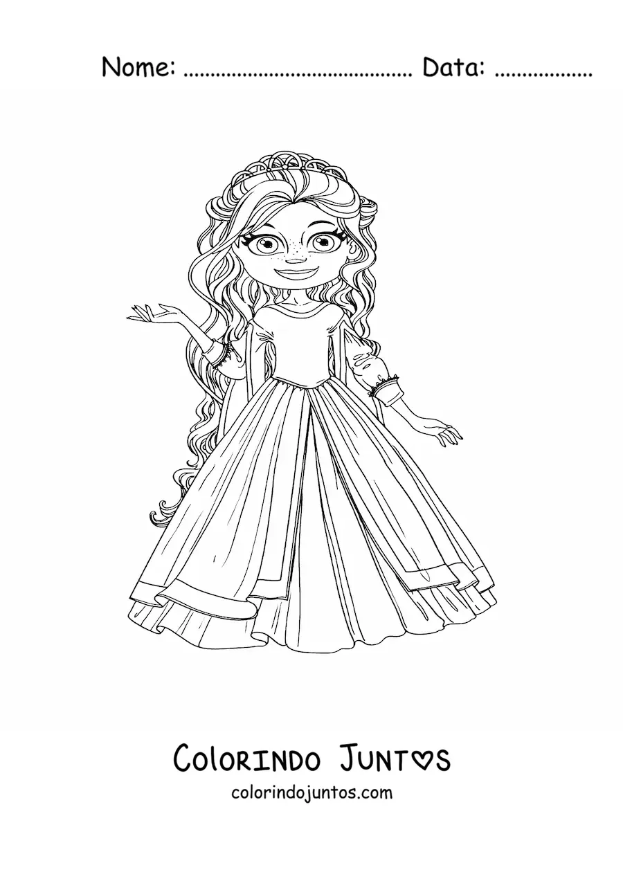 Desenho para colorir de princesa Rapunzel animada