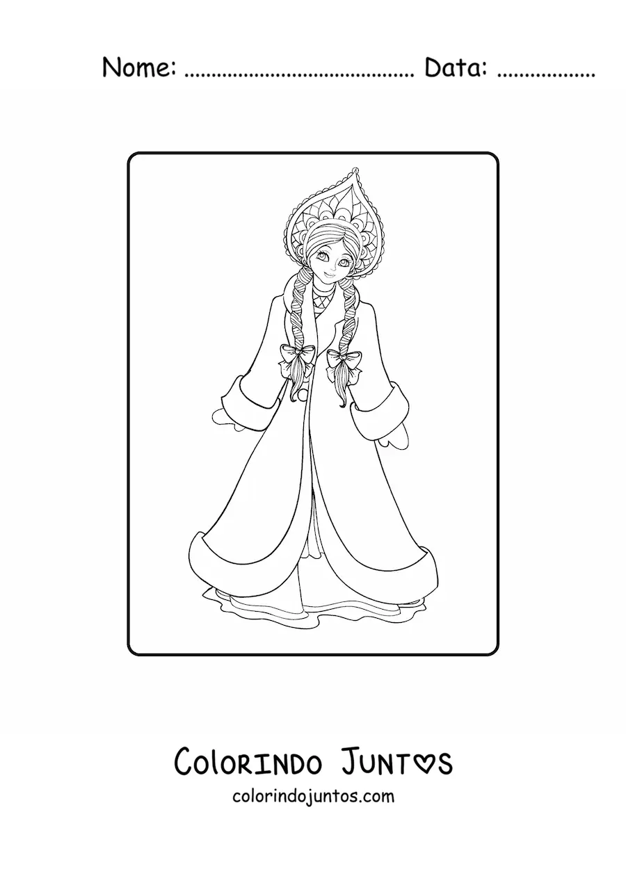 Desenho para colorir de princesa chinesa