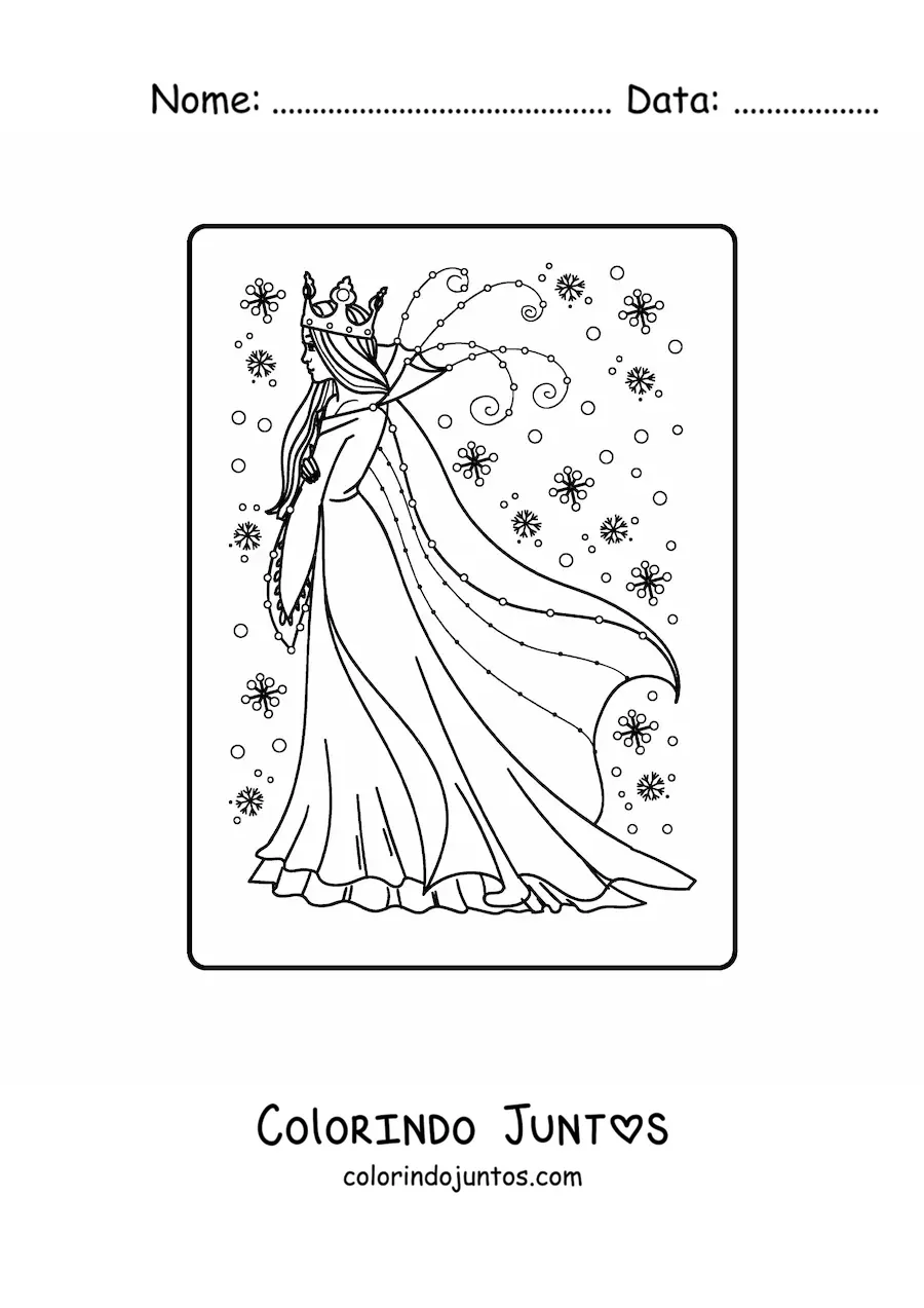 Desenho para colorir de rainha das neves