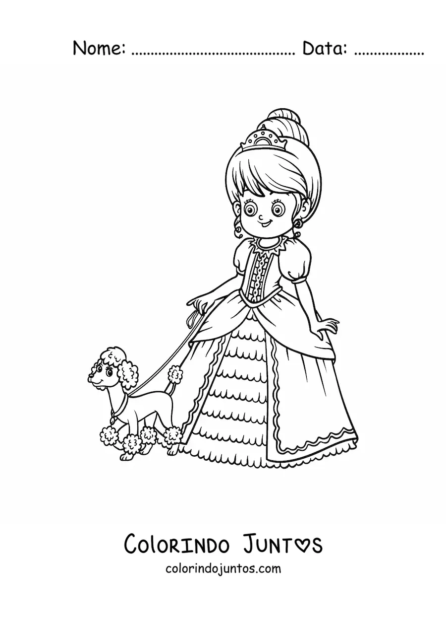 Desenho para colorir de Cinderela com seu mascote