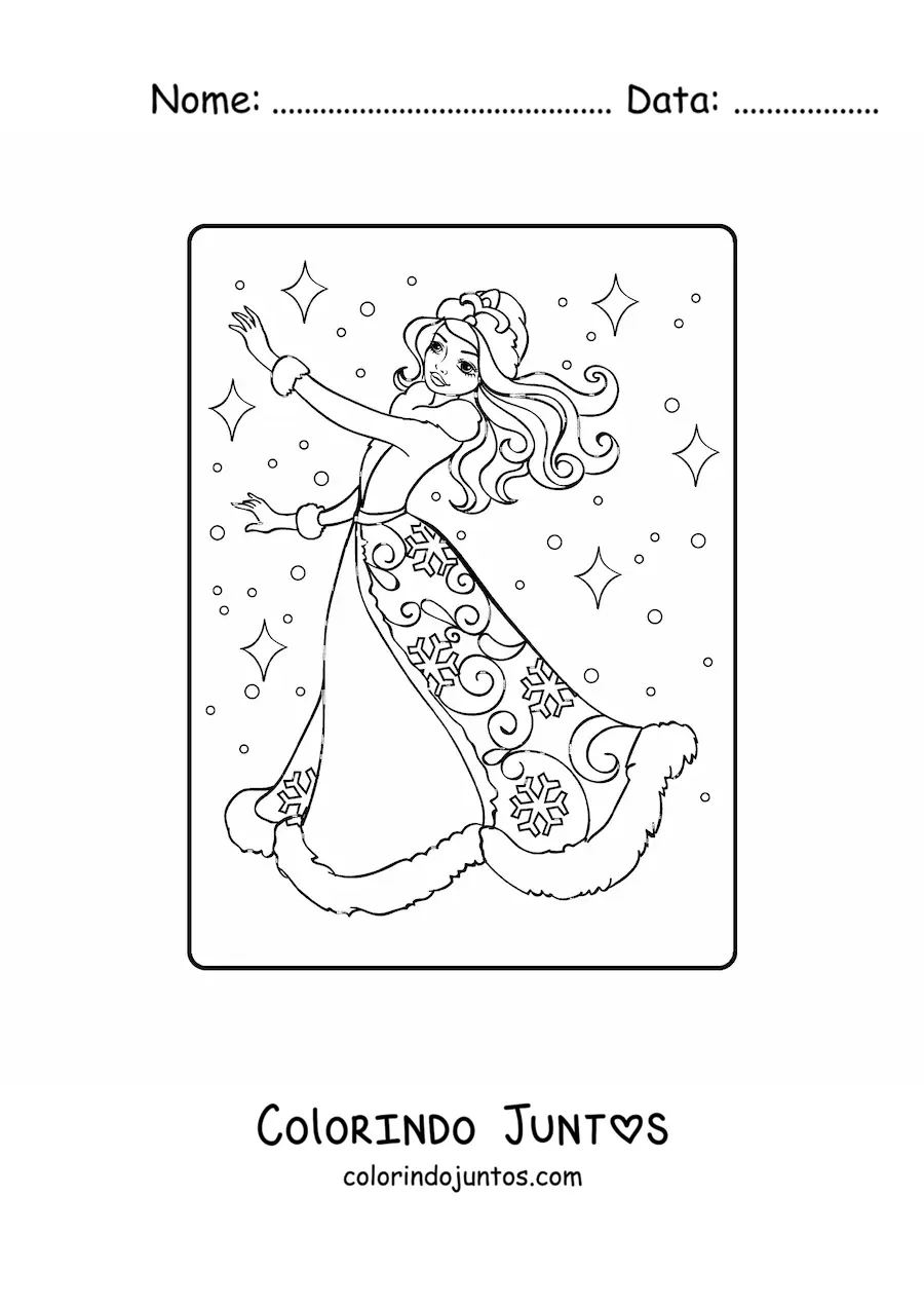 Desenho para colorir de linda princesa das neves