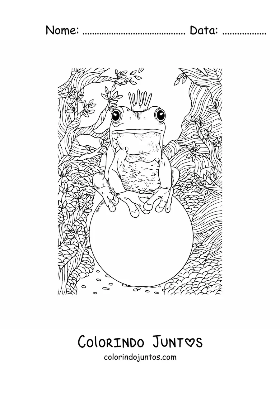 Desenho para colorir de principe transformado em sapo realista