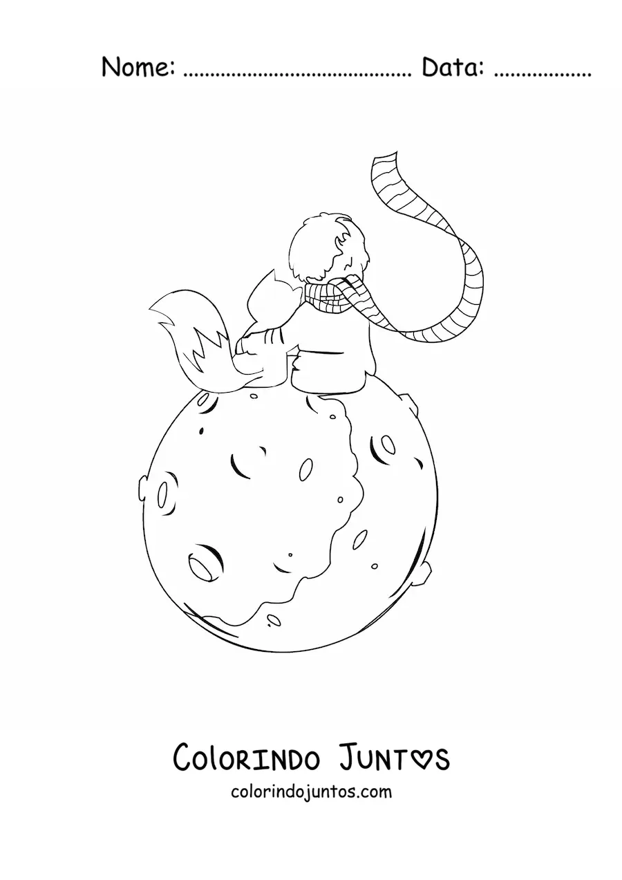 Desenho para colorir do Pequeno Principe e a raposa