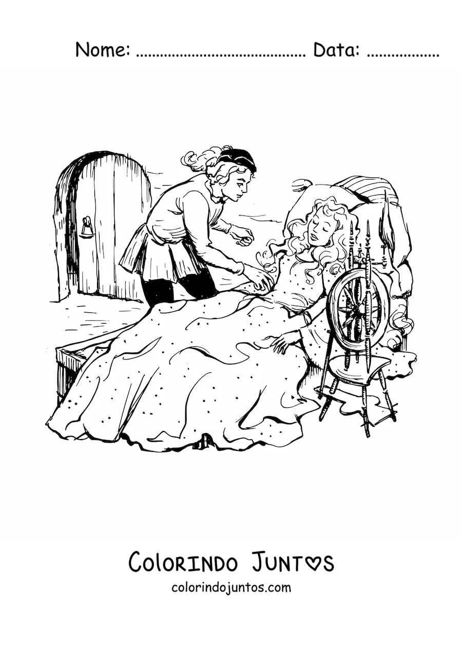 Desenho para colorir da Bela Adormecida e o principe