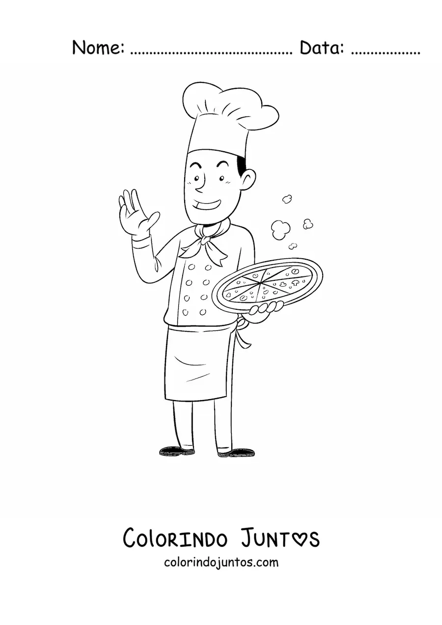 Desenho para colorir de um copo com canudo animado correndo com uma rosquinha