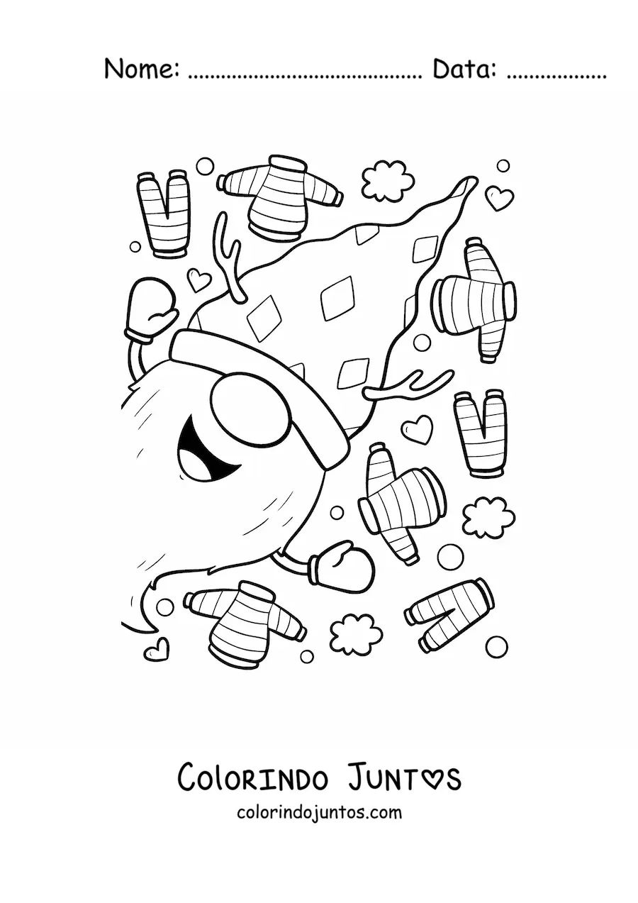 Desenho para colorir de gnomo natalino com sueteres