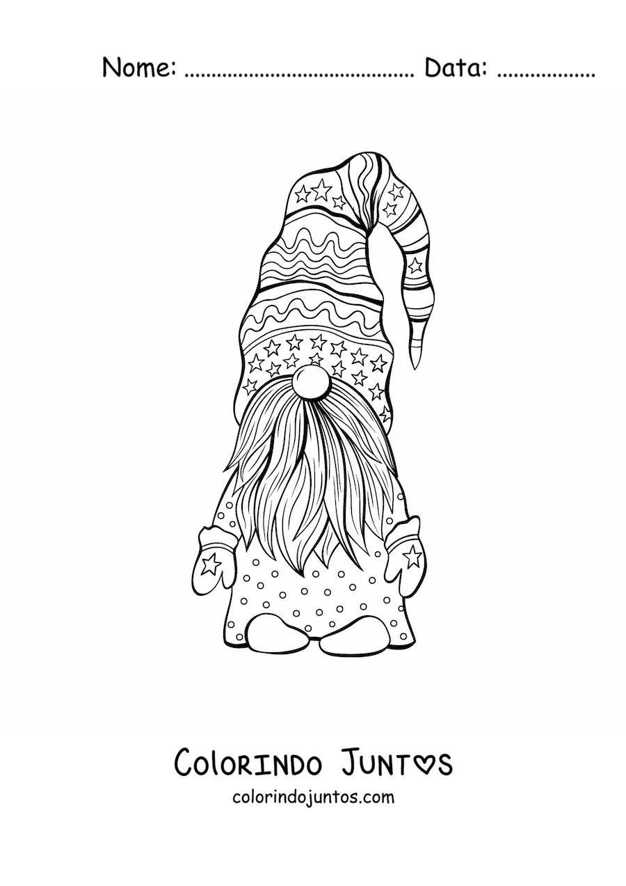 Desenho para colorir de gnomo magico animado