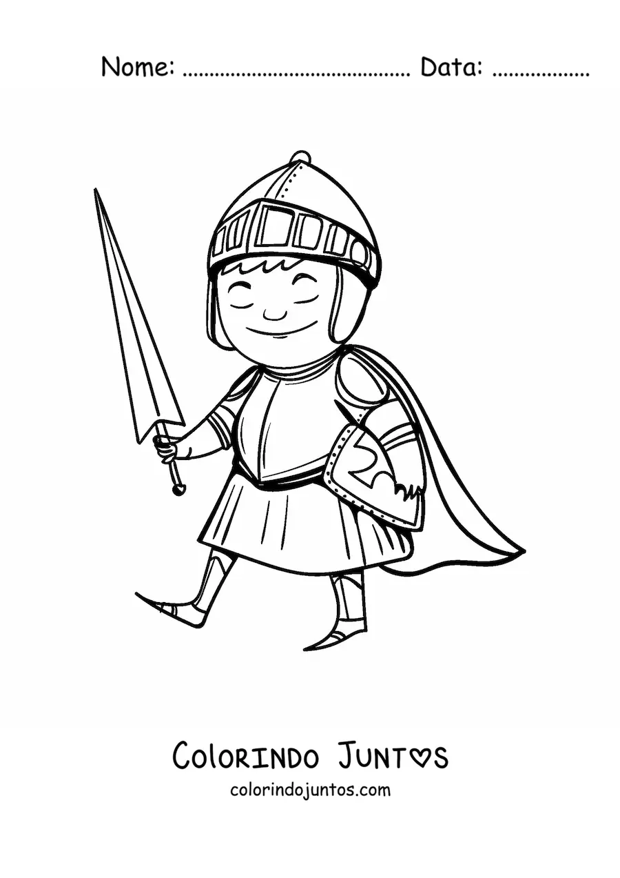 Desenho para colorir de cavaleiro templário animado