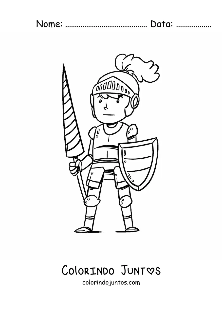 Desenho para colorir de cavaleiro heroico animado