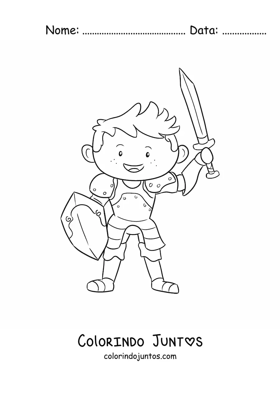 Desenho para colorir de cavaleiro antigo animado