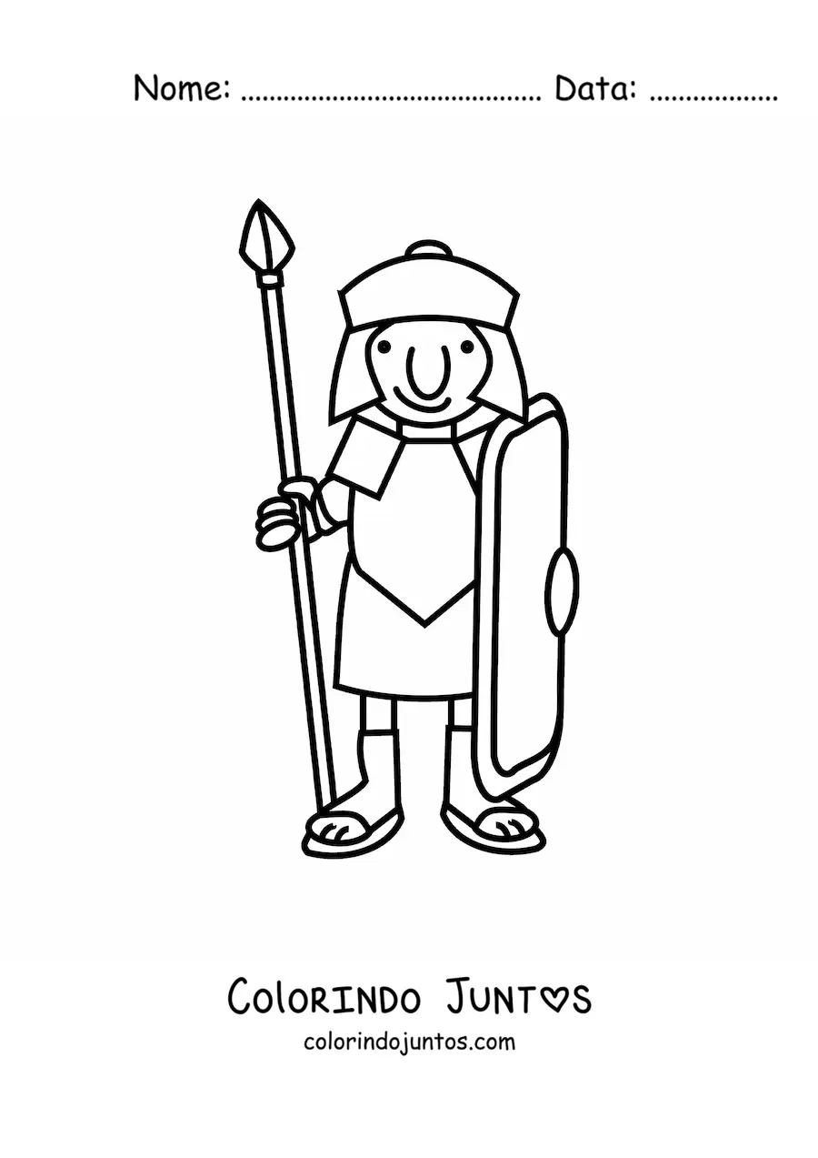 Desenho para colorir de centurião romano animado com capacete