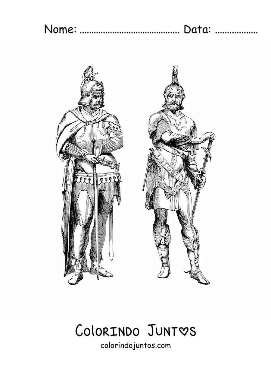 Desenho para colorir de cavaleiros realistas