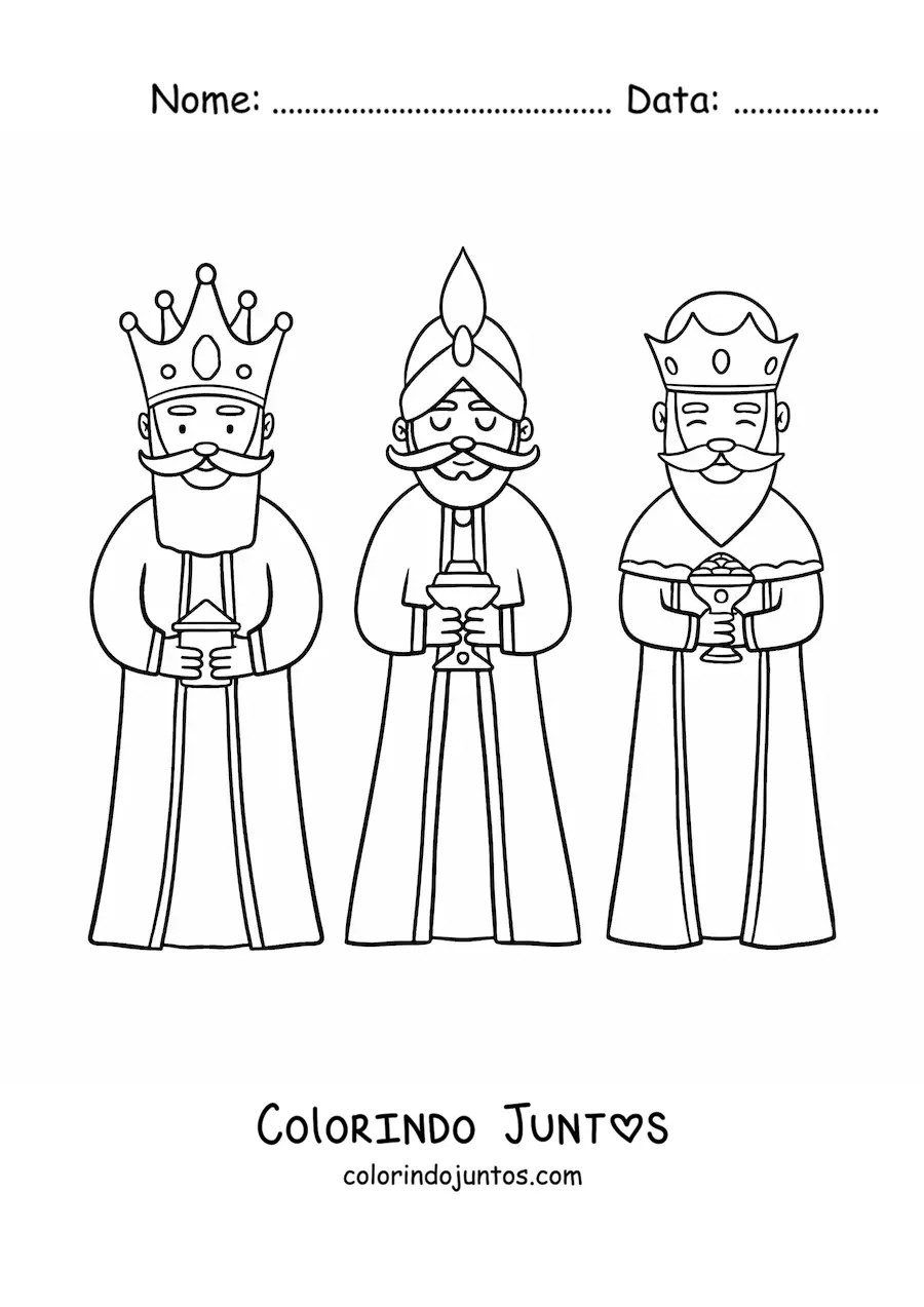 Desenho para colorir de reis magos animados