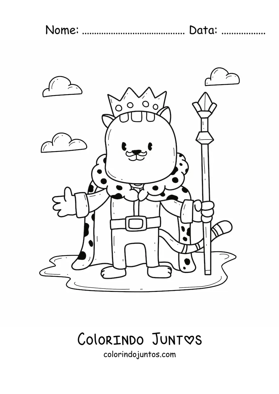 Desenho para colorir de rei gato animado