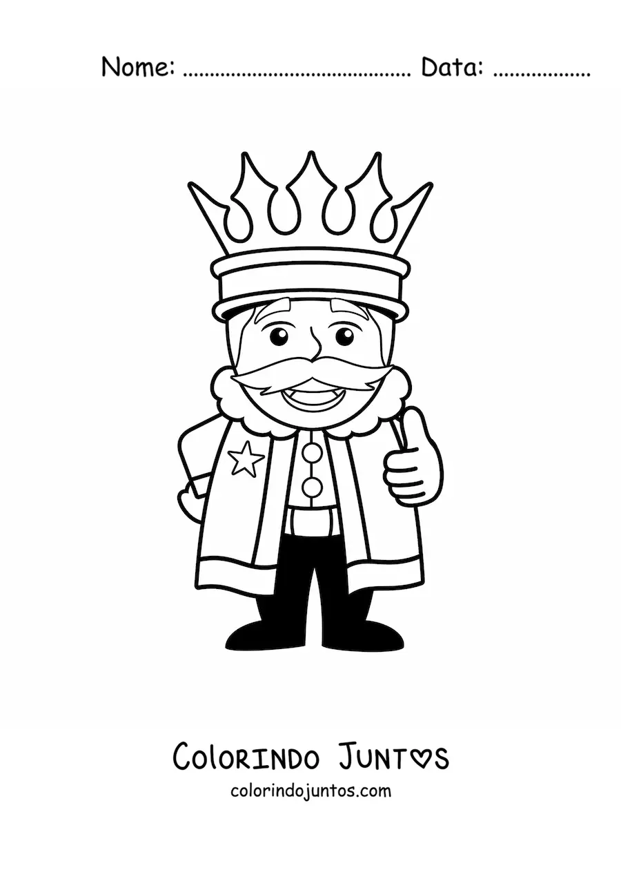 Desenho para colorir de um rei simples com uma grande coroa