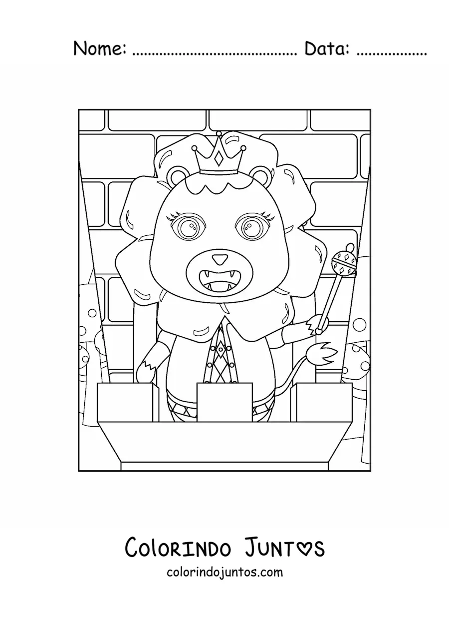 Desenho para colorir de rei leão kawaii