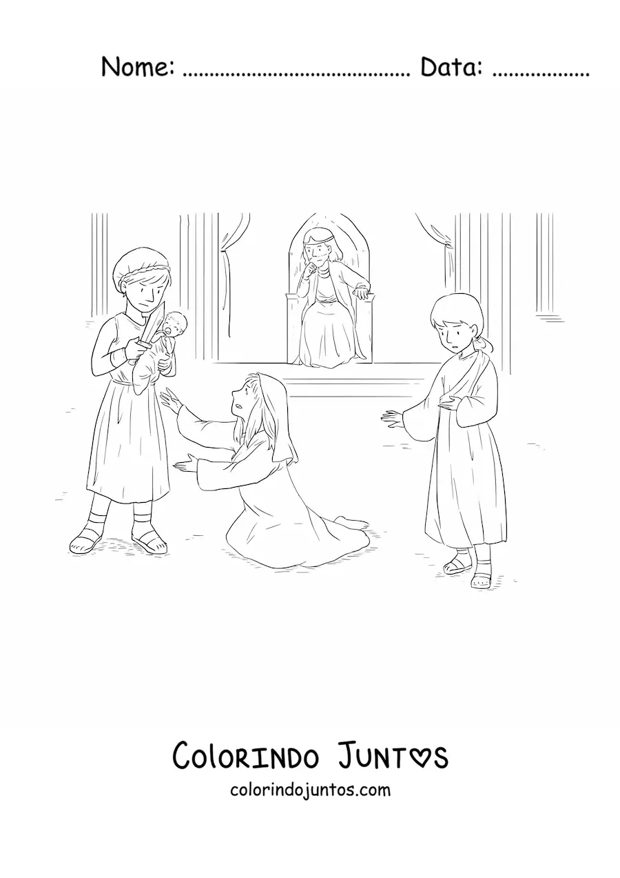 Desenho para colorir de rei e seus súditos