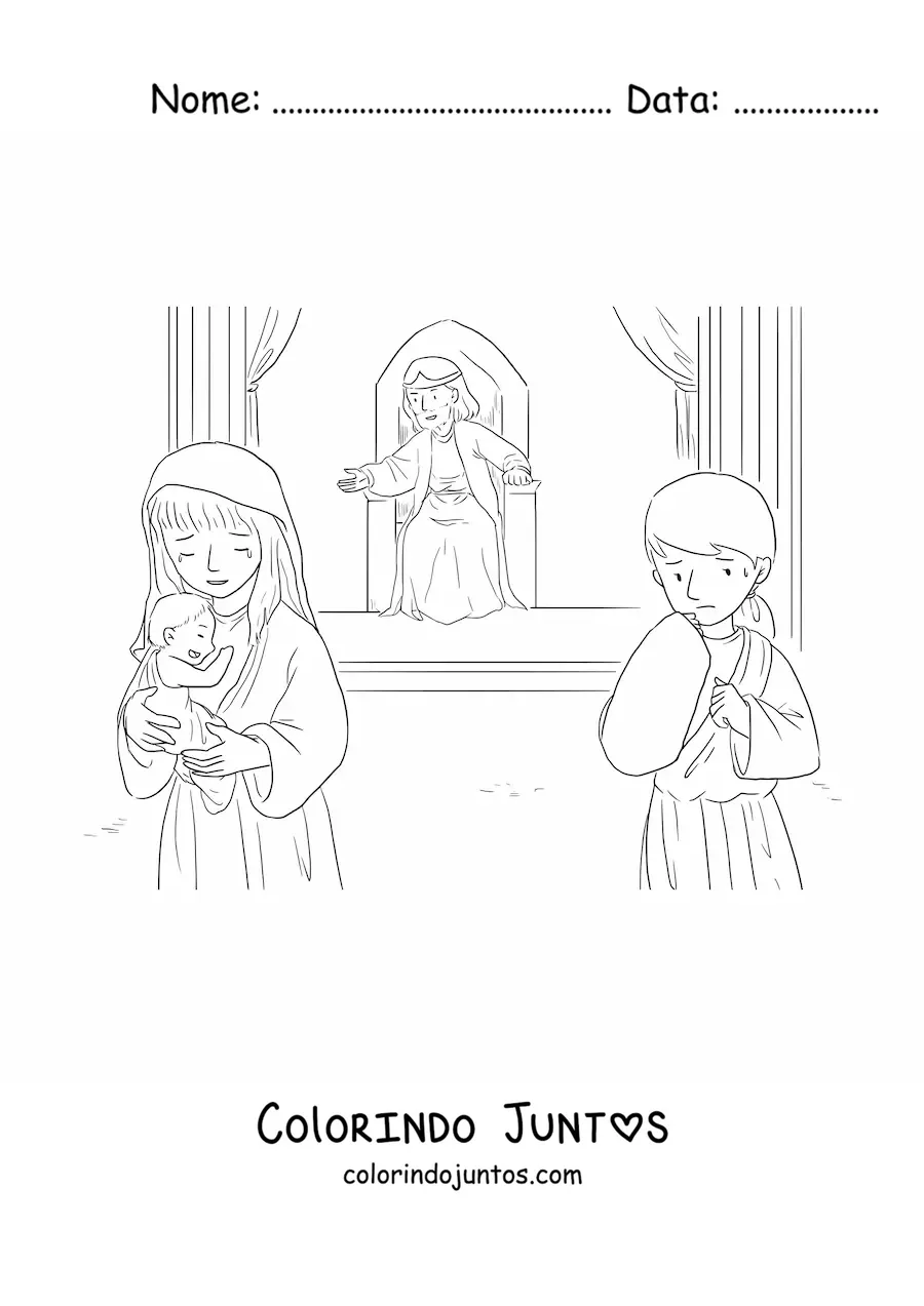 Desenho para colorir de rei e seus súditos