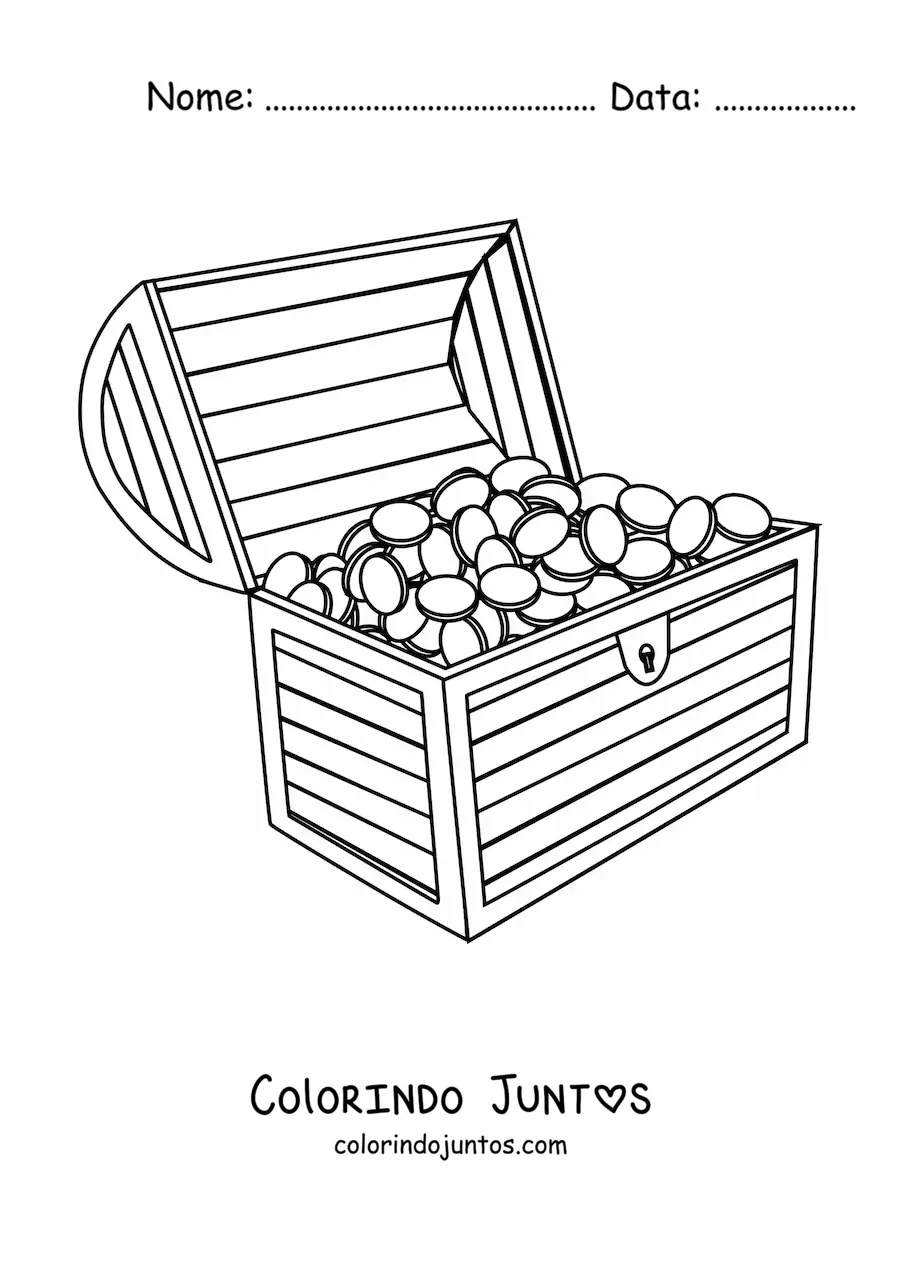 Desenho para colorir de baú do tesouro grande