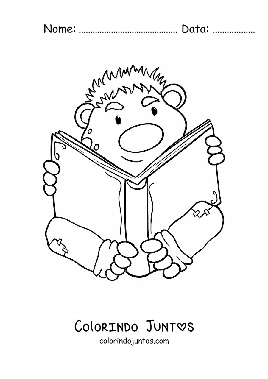 Desenho para colorir de troll animado lendo