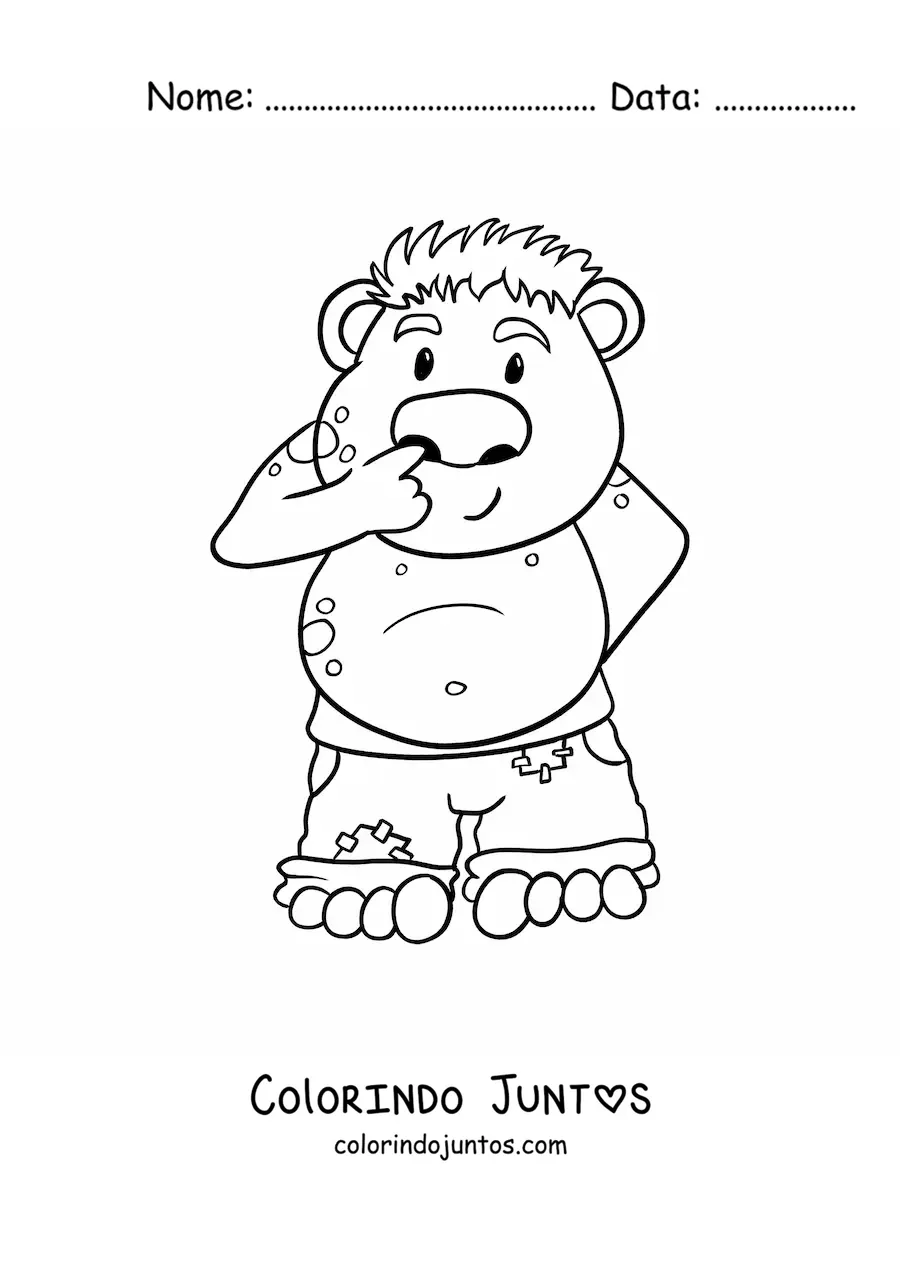 Desenho para colorir de troll animado engraçado