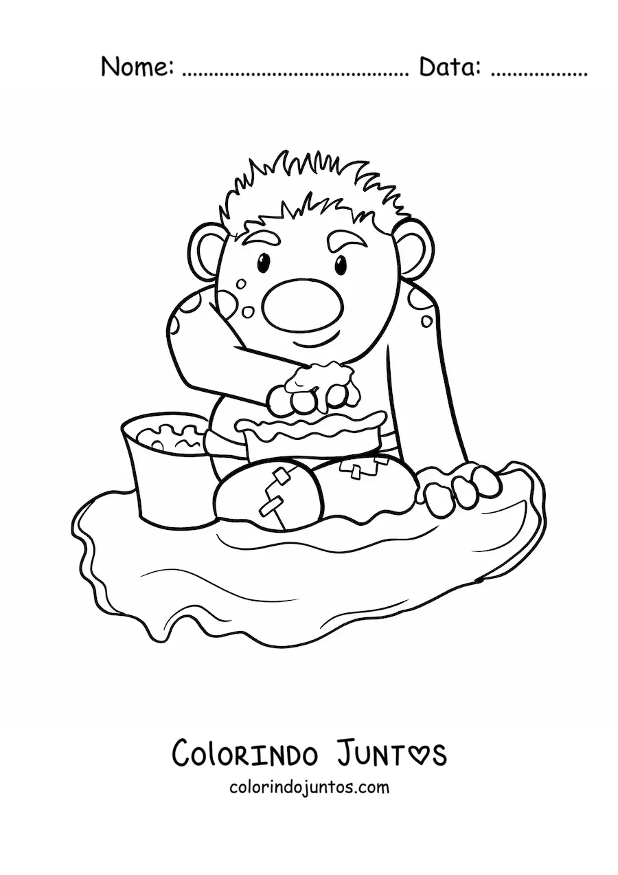 Desenho para colorir de troll animado brincando