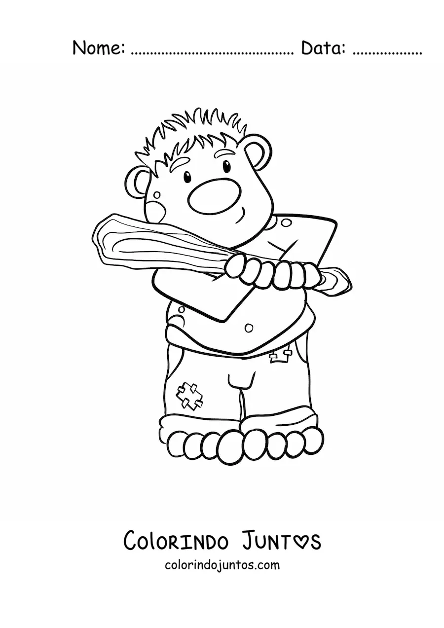 Desenho para colorir de troll animado com um taco