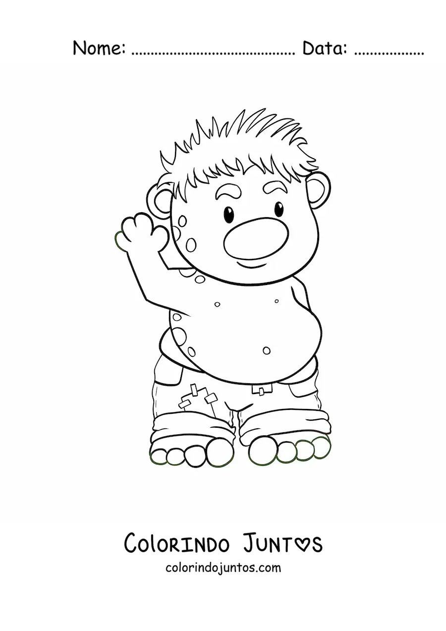 Desenho para colorir de troll animado engraçado grande