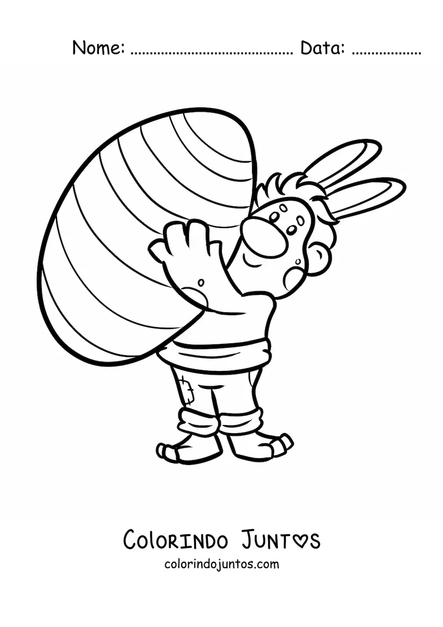 Desenho para colorir de troll animado com ovo de páscoa gigante
