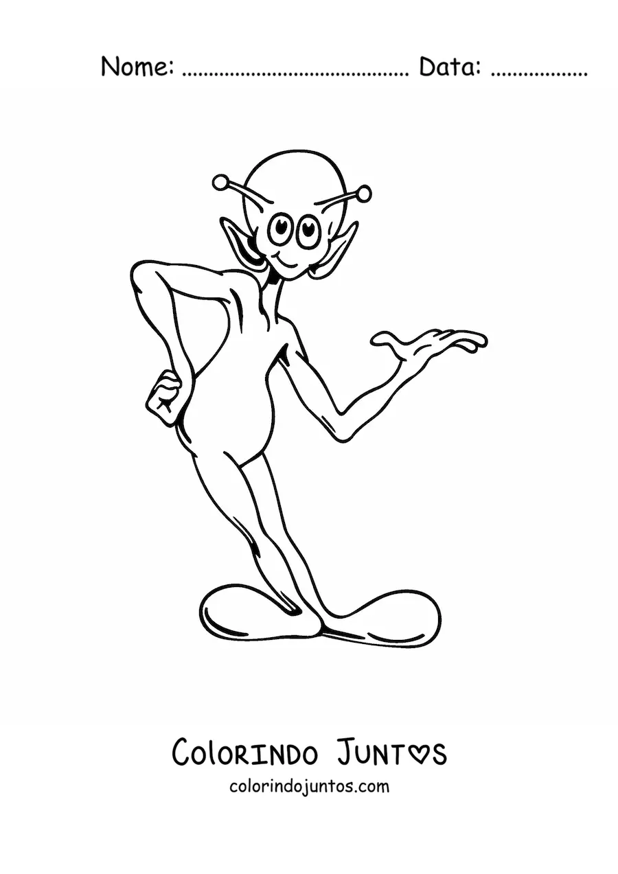 Desenho para colorir de marciano animado