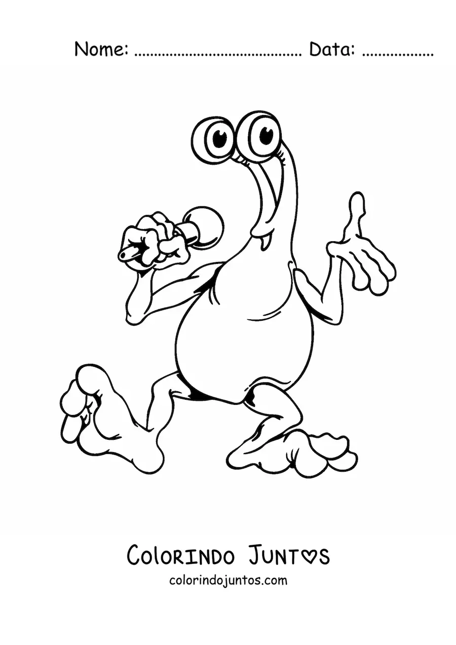 Desenho para colorir de um extraterrestre com microfone
