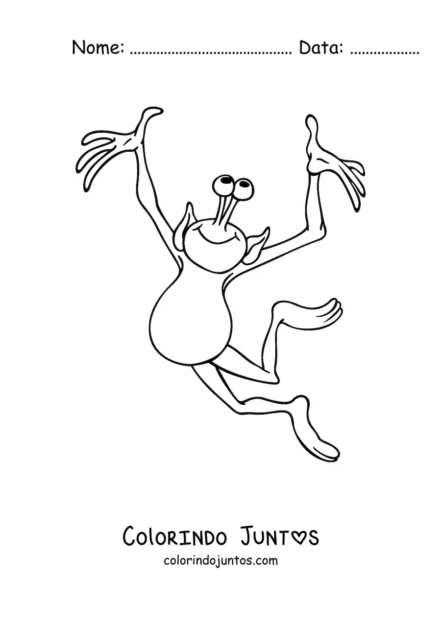 Desenho para colorir de um extraterrestre dançando