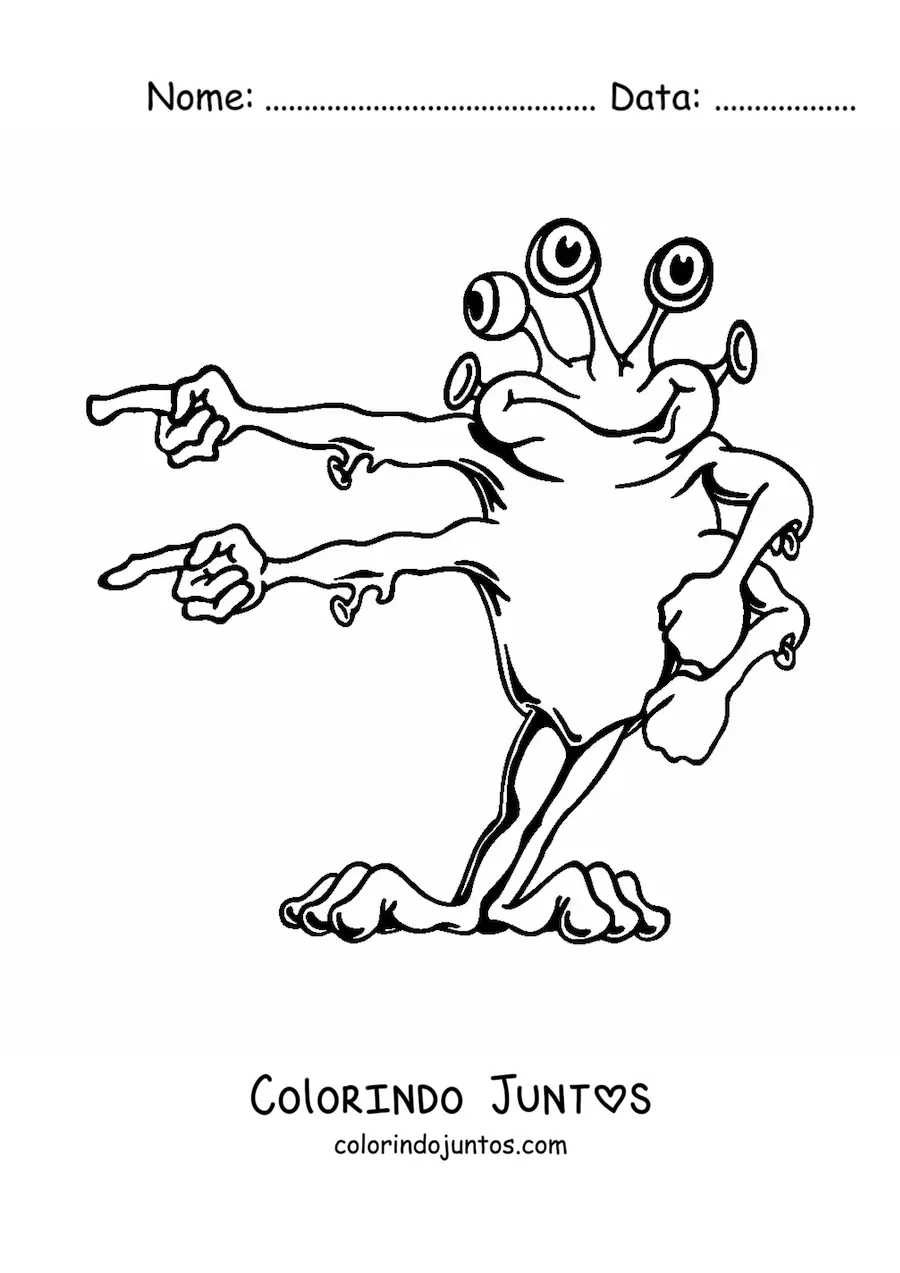 Desenho para colorir de um extraterrestre engraçado
