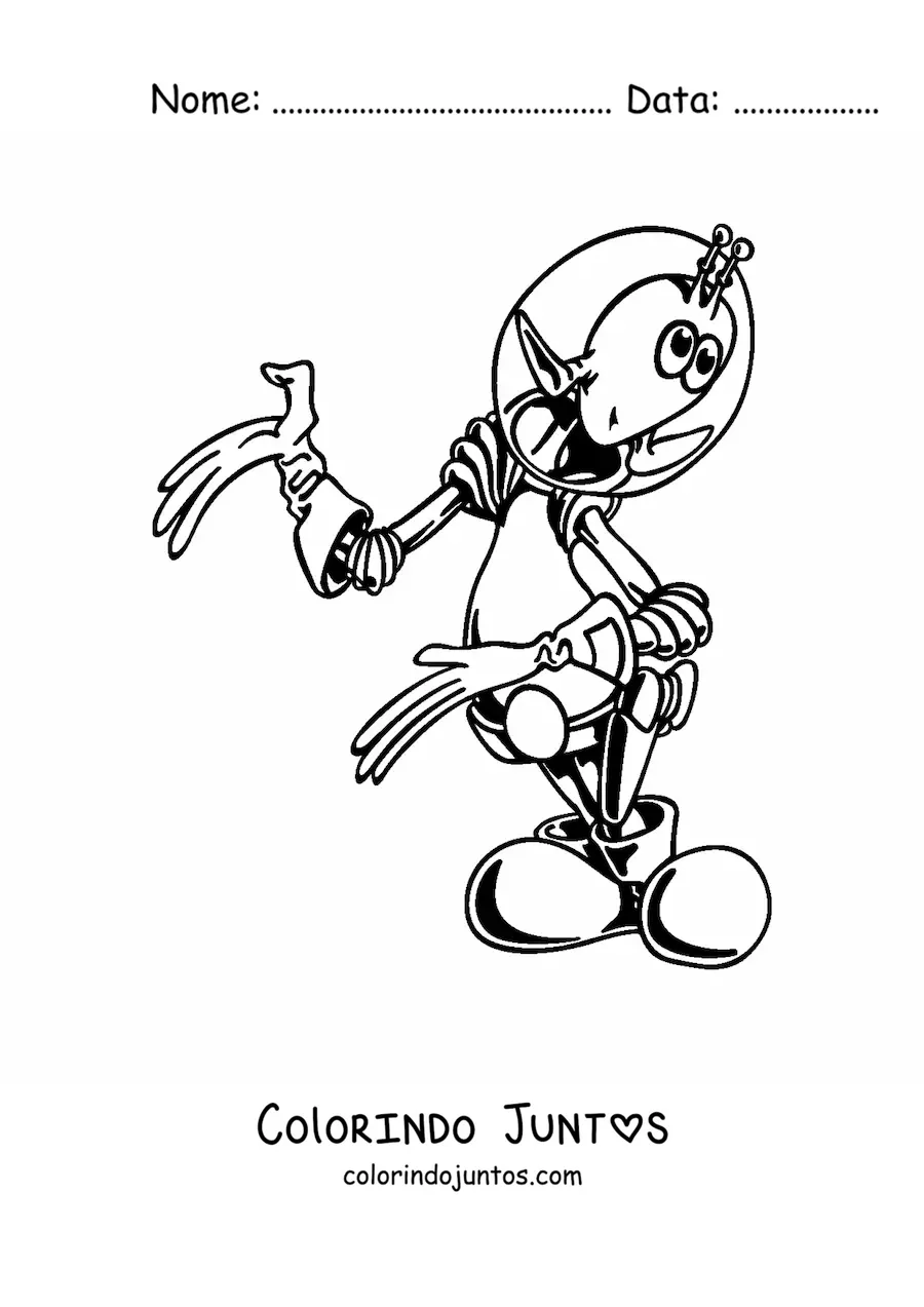 Desenho para colorir de um marciano simpático