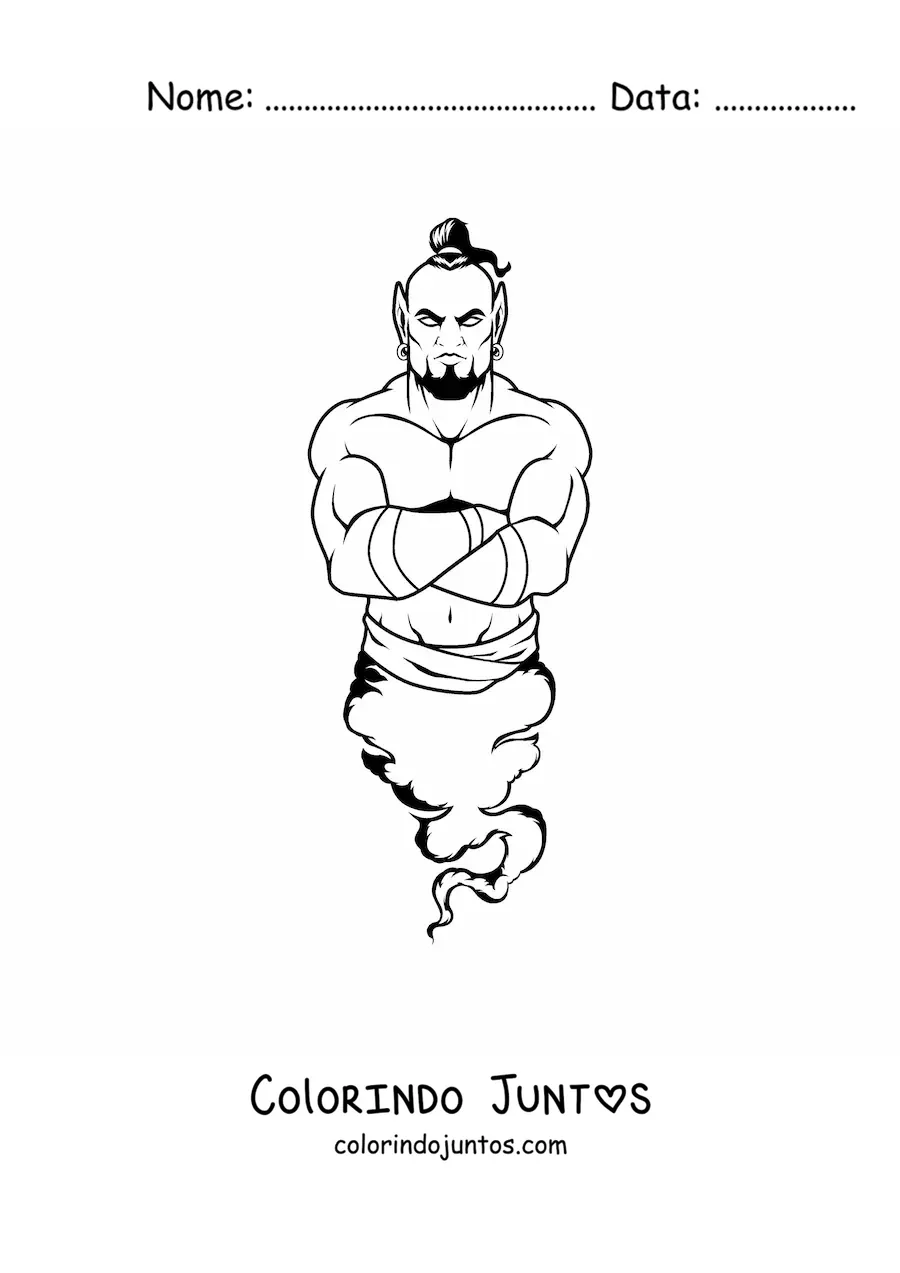 Desenho para colorir de gênio mágico assustador