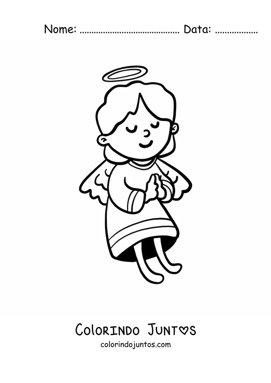 Desenho para colorir de anjo animado rezando