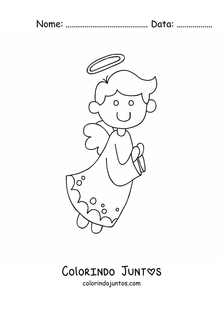 Desenho para colorir de anjo da guarda voando