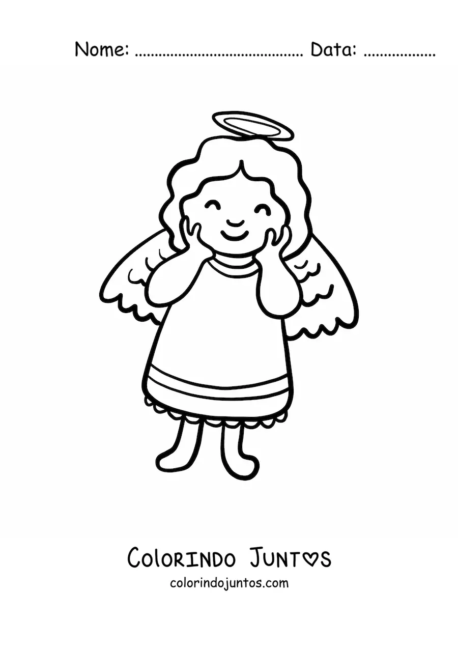 Desenho para colorir de anjo fofo animado