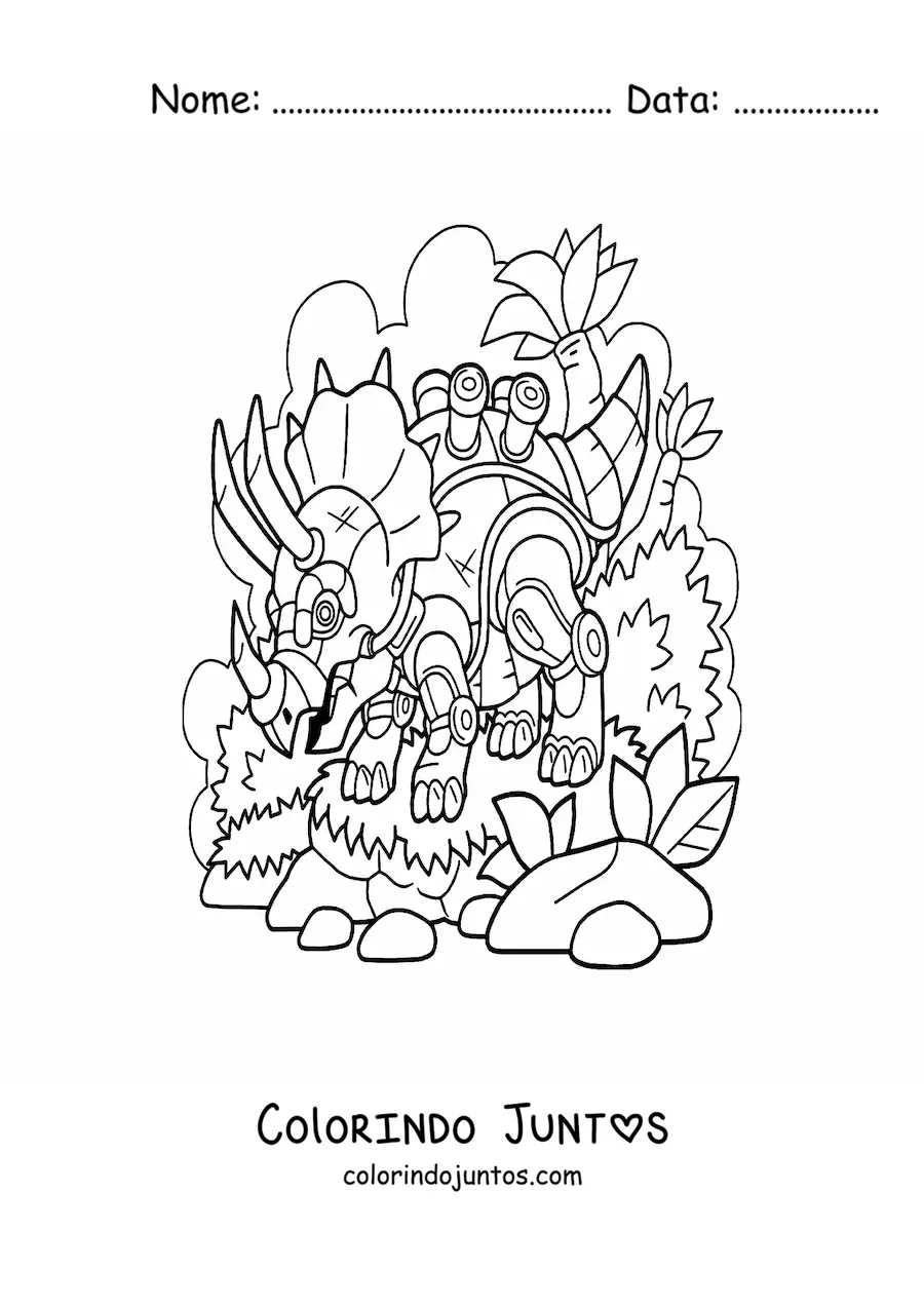 Desenho para colorir de triceratops robô
