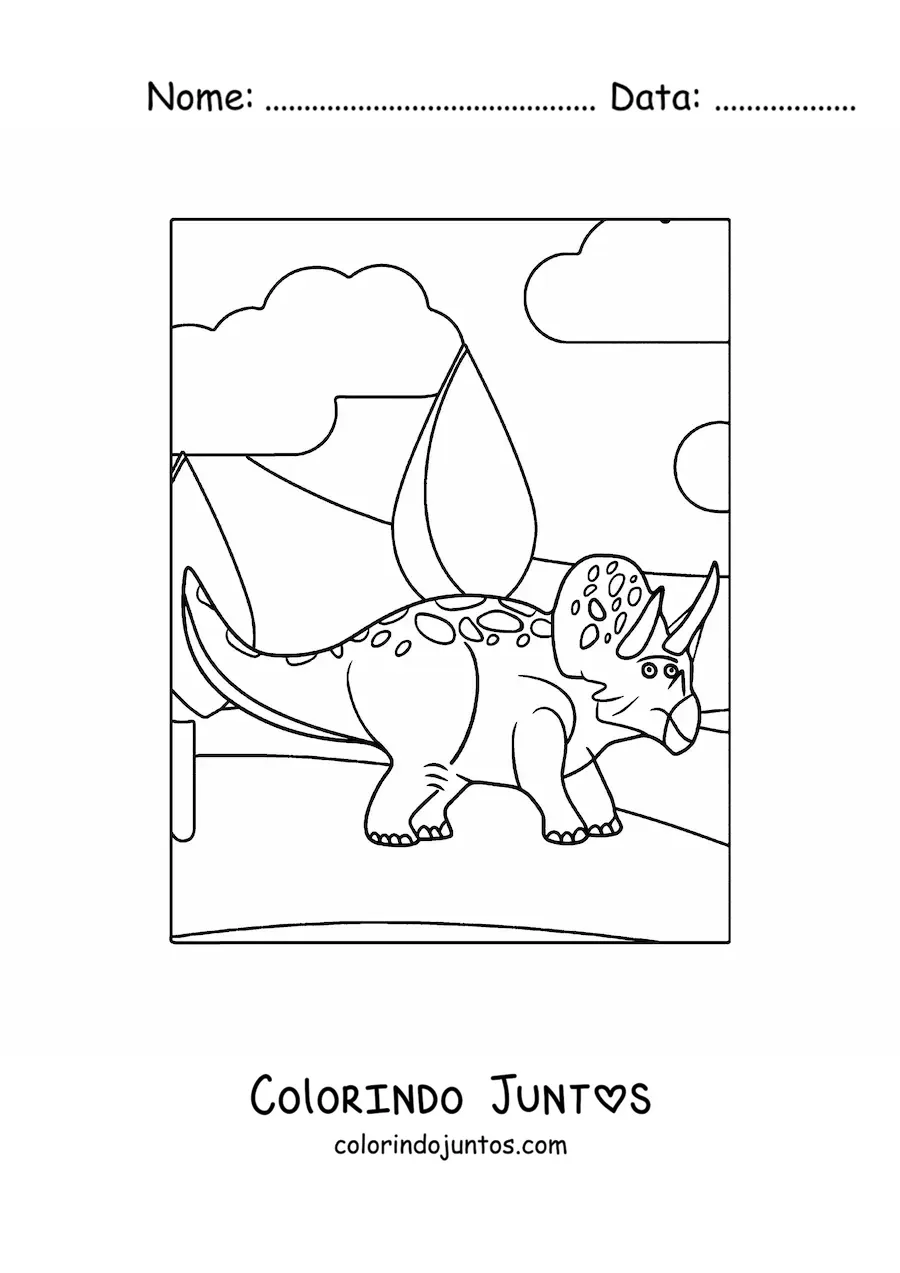 Desenho para colorir de triceratops fácil