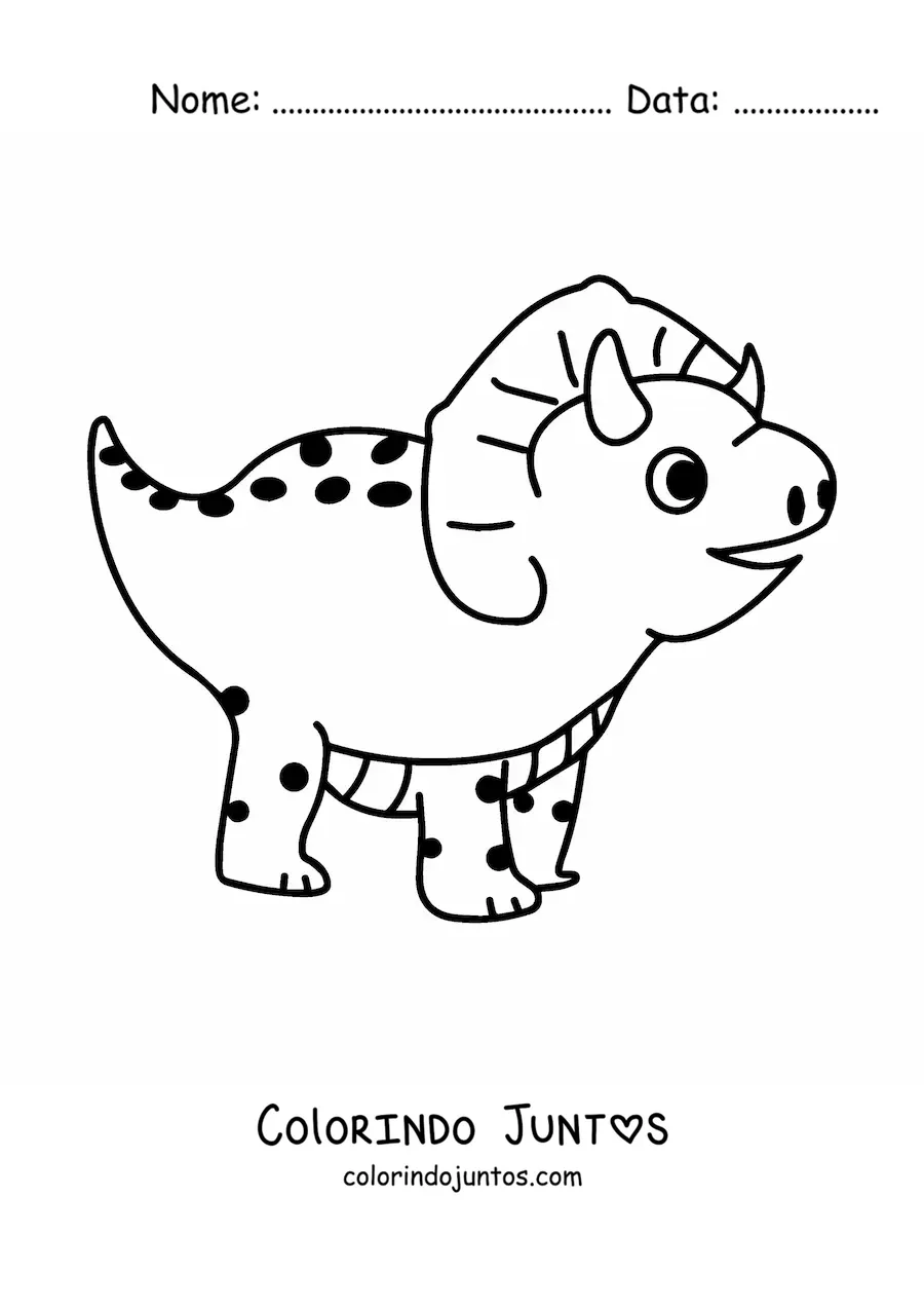 Desenho para colorir de triceratops grande de lado