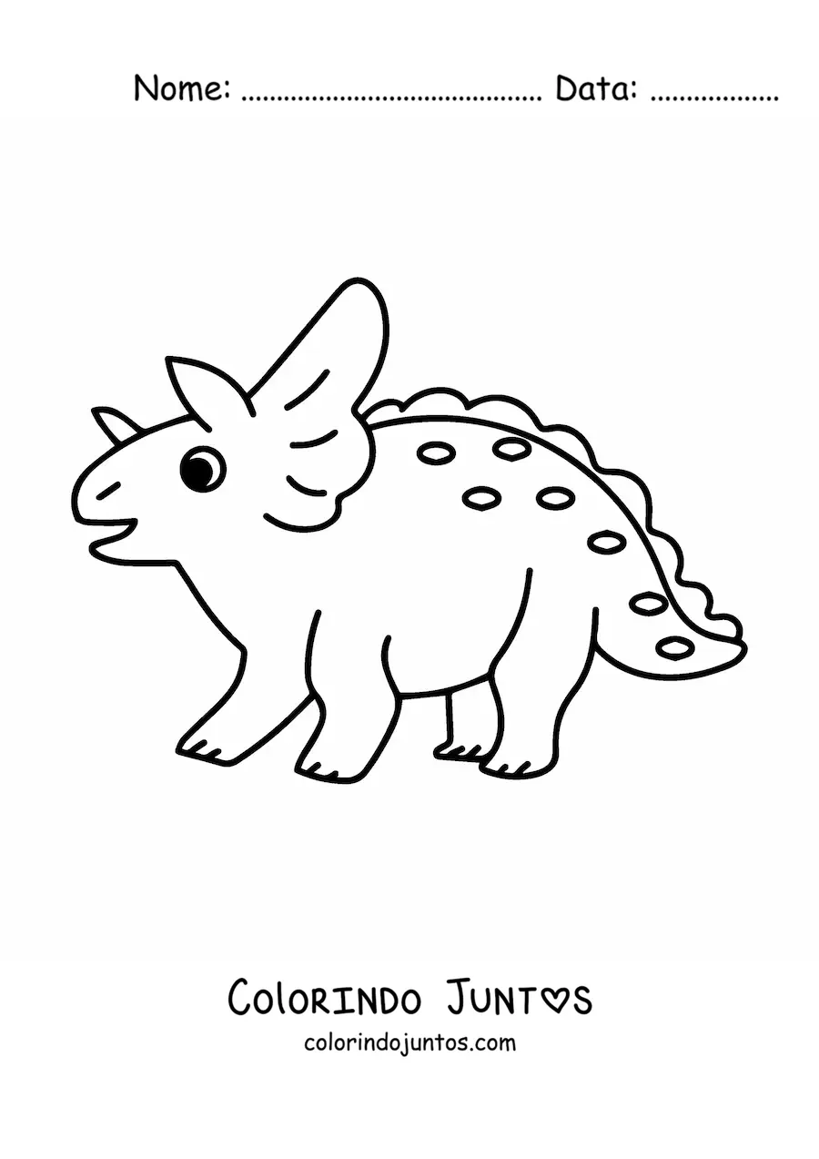 Desenho para colorir de triceratops fácil de lado