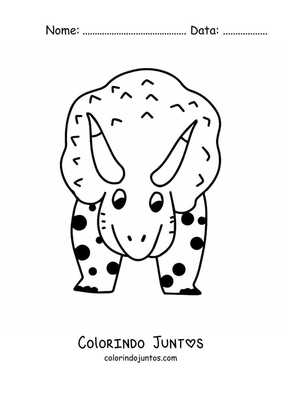 Desenho para colorir de triceratops grande de frente