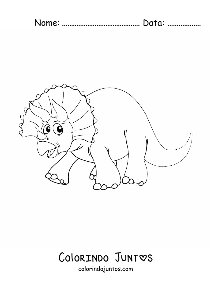 Desenho para colorir de triceratops animado sem fundo