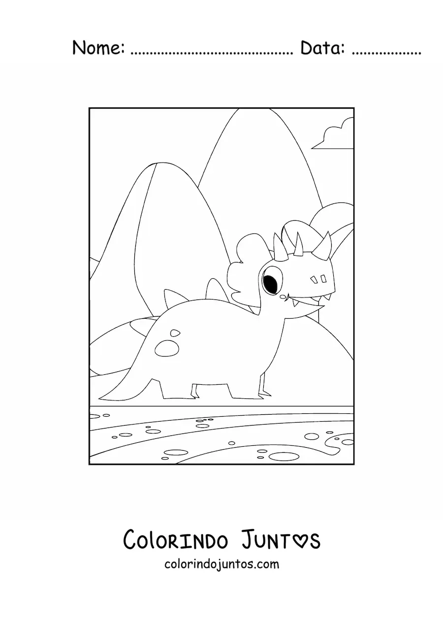 Desenho para colorir de triceratops pequeno animado