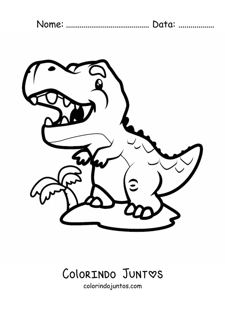Desenho para colorir de tiranossauro rex bebê animado