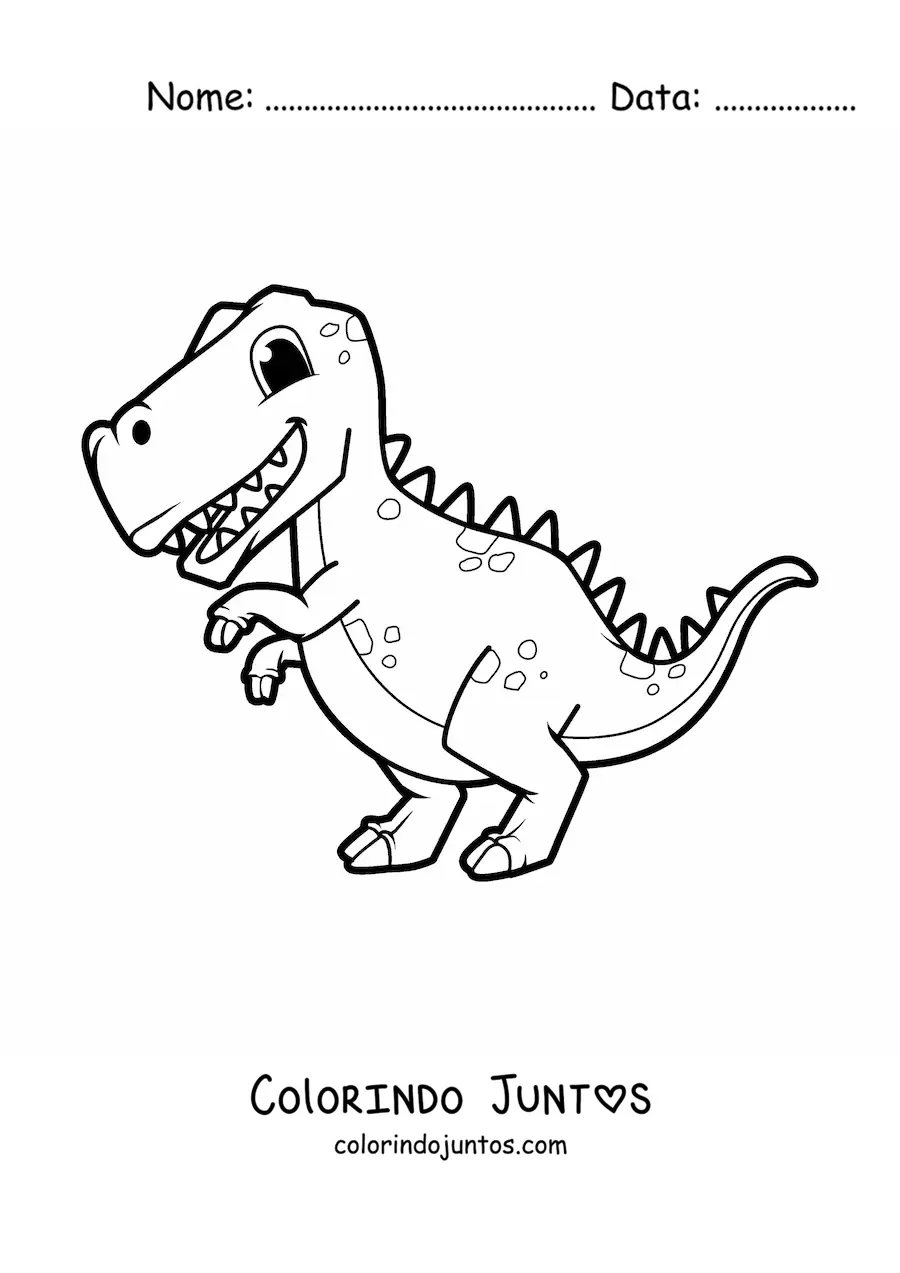 Desenho para colorir de tiranossauro rex bebê animado