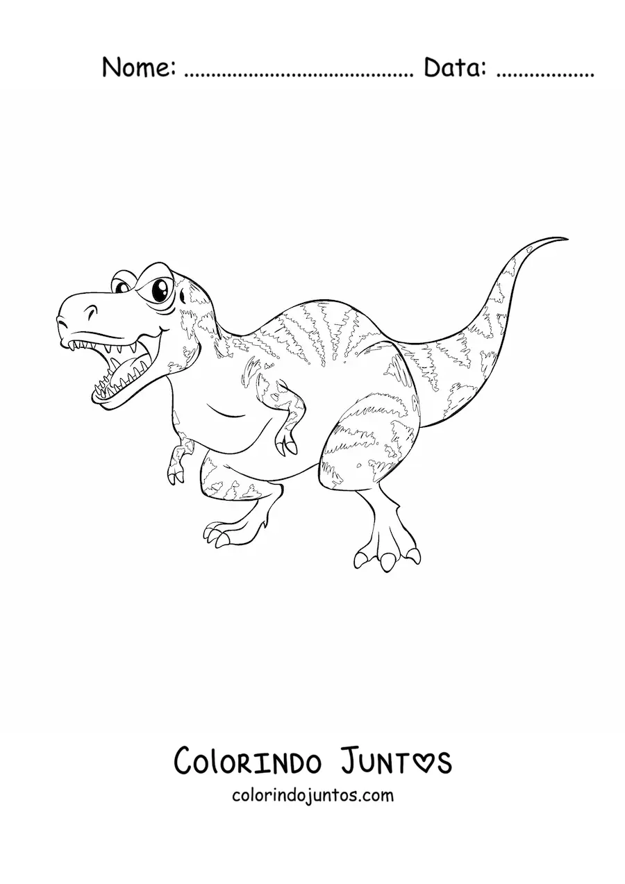 Desenho para colorir de tiranossauro rex animado