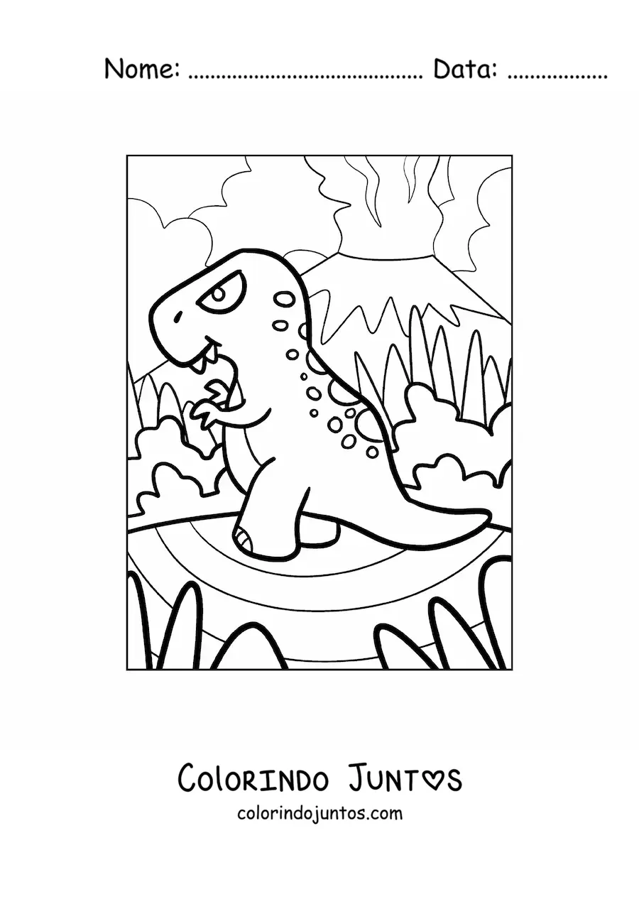 Desenho para colorir de um tiranossauro rex grande em desenho